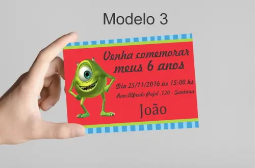 Convite 10x7 -mike Wazowski