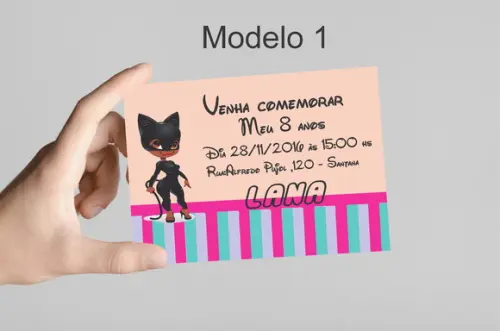 Convite 10x7 -mulher Gato