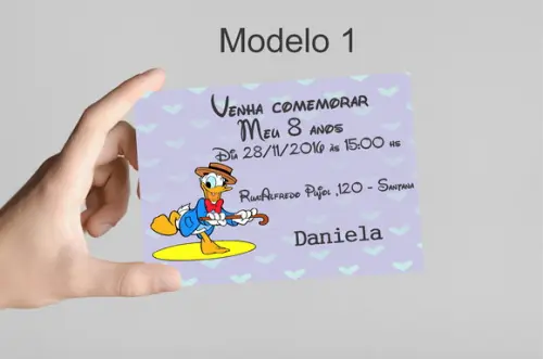 Convite 10x7 -pato Donald