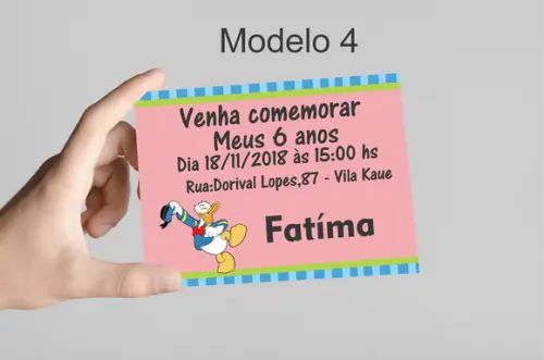 Convite 10x7 -pato Donald