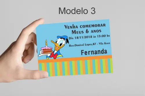 Convite 10x7 -pato Donald