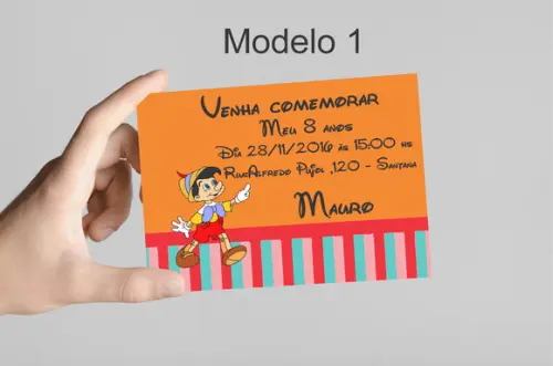 Convite 10x7 -pinoquio