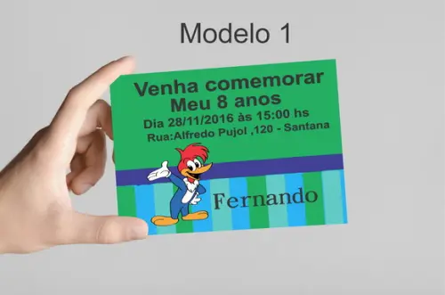 Convite 10x7 -pica Pau