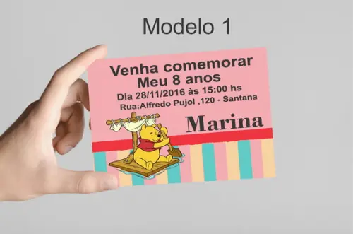 Convite 10x7 -pooh