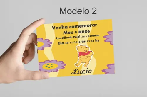Convite 10x7 -pooh
