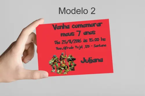 Convite 10x7 -tartaruga Ninja