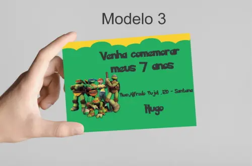 Convite 10x7 -tartaruga Ninja