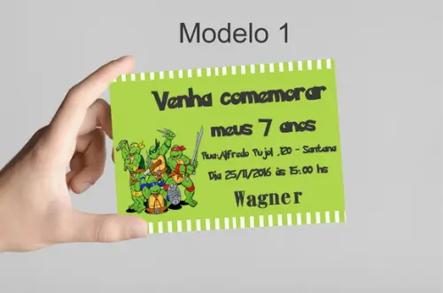 Convite 10x7 -tartaruga Ninja