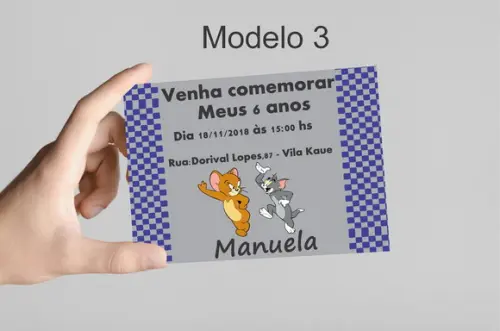 Convite 10x7 -tom e Jerry