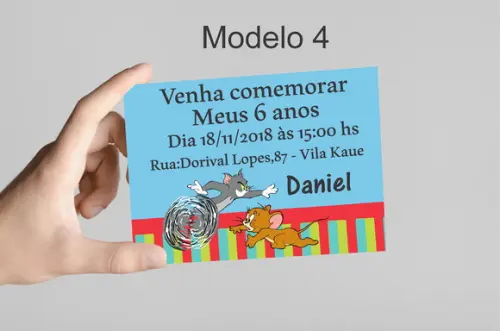 Convite 10x7 -tom e Jerry