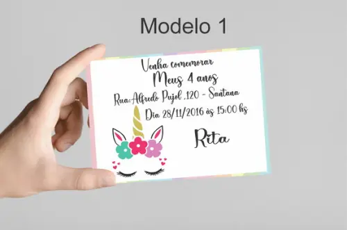 Convite 10x7 -unicórnio