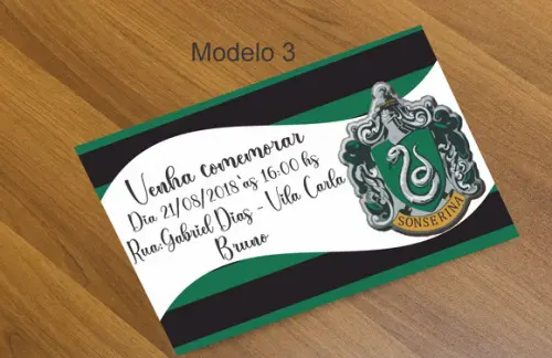 Convite 16x11 -brasões Hogwarts