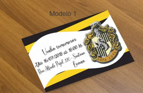 Convite 16x11 -brasões Hogwarts
