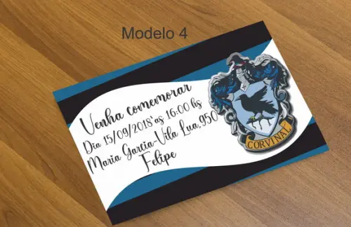 Convite 16x11 -brasões Hogwarts