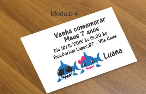 Convite 16x11 Cm-baby Shark