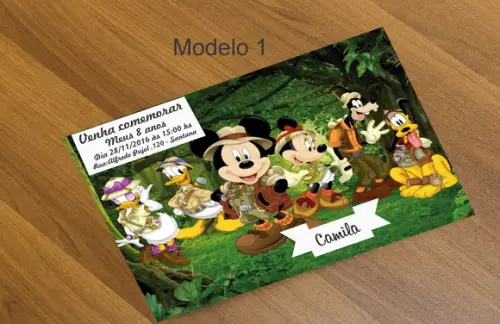 Convite 16x11 Cm-mickey Safari