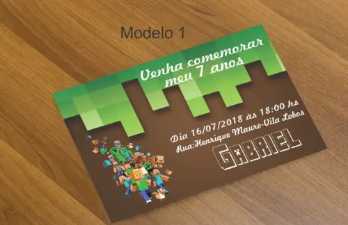 Convite 16x11 Cm-minecraft