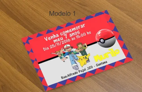 Convite 16x11 Cm-pokemon