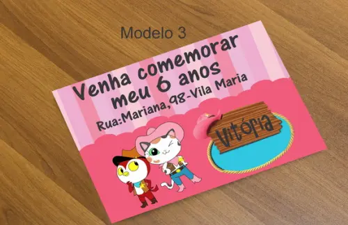 Convite 16x11 Cm-sheriff Calie do Oeste