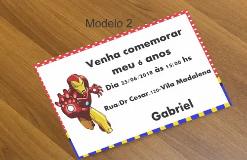 Convite 16x11- Homem de Ferro