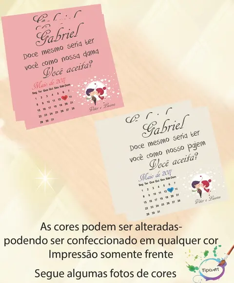 Convite-pajem e Dama + Calendário