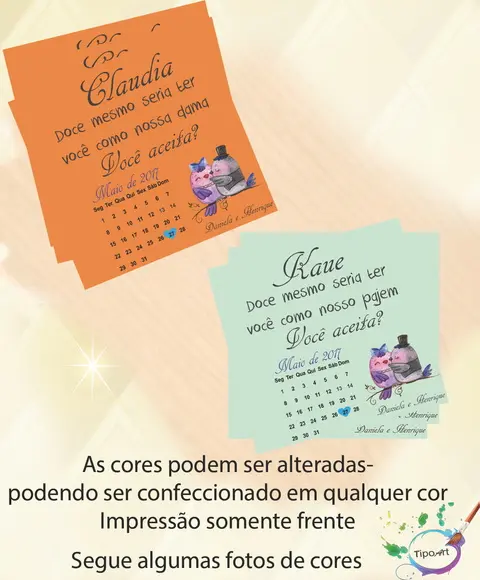 Convite-pajem e Dama + Calendário