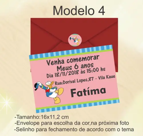 Convite-pato Donald