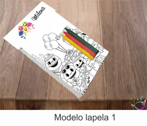 Desenhos de Colorir-(3 Giz de Cera) Baby Shark