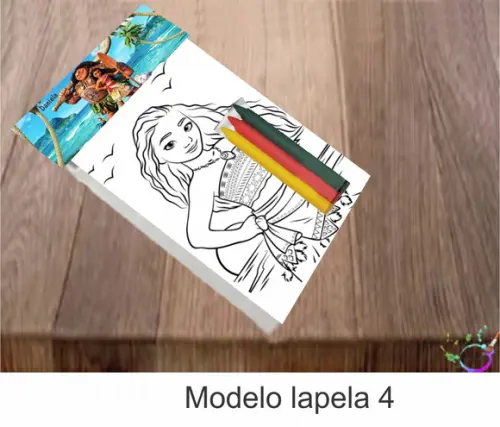 Desenhos de Colorir-(3 Giz de Cera) Moana e Mauí