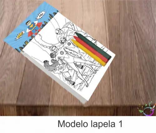Desenhos de Colorir-(3 Giz de Cera) Super Heroi
