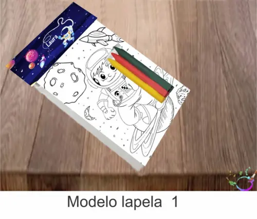 Desenhos de Colorir-(3 Giz de Cera)-astronauta