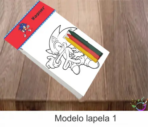 Desenhos de Colorir-(3 Giz de Cera)sonic