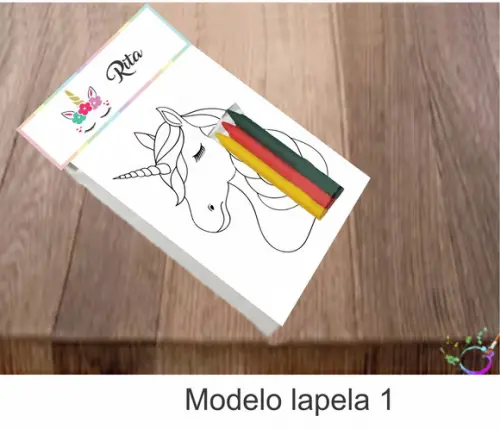 Desenhos de Colorir-(3 Giz de Cera)unicórnio