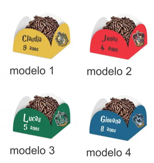 Forminha para Docinhos-brasões Hogwarts-com Nome