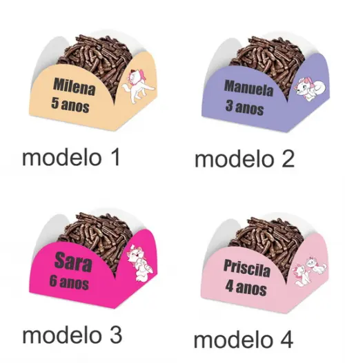 Forminha para Docinhos-gatinha Marie-com Nome