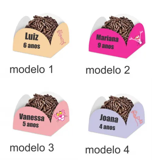 Forminha para Docinhos-pantera Cor de Rosa-com Nome