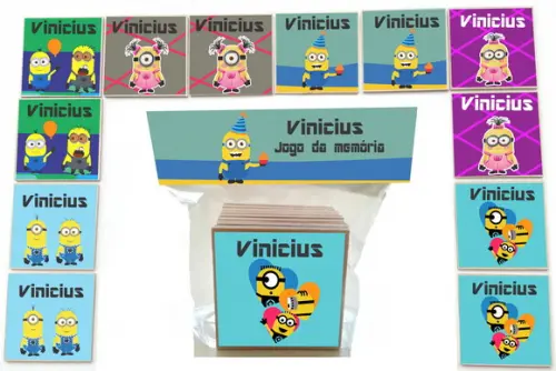 Jogo da Memoria -12 Pças- Mdf-minions