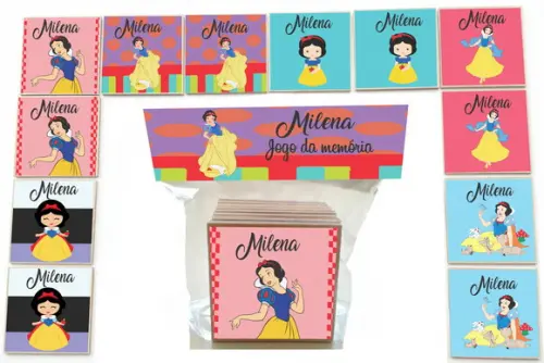 Jogo da Memoria -12 Pças-mdf-branca de Neve