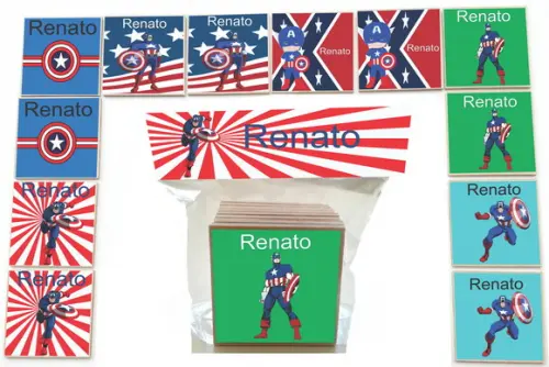 Jogo da Memoria -12 Pças-mdf-capitão America