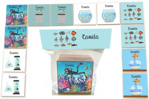 Jogo da Memoria mdf - 12 Pças-aquario