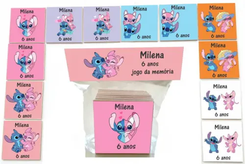 Jogo da Memoria mdf - 12 Pças-stitch Angel