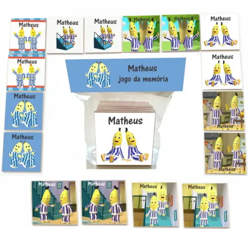 Jogo da Memoria mdf 16 Pças-bananas de Pijama