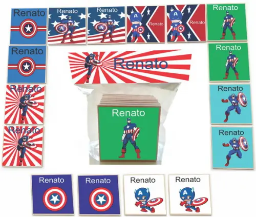 Jogo da Memoria mdf 16 Pças-capitão America