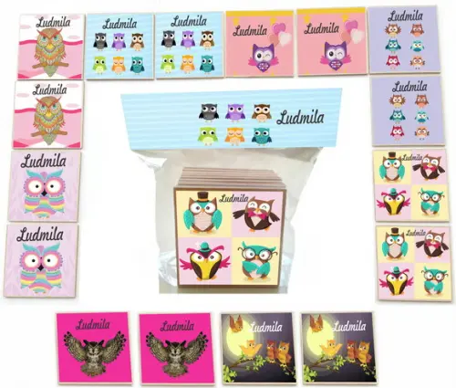 Jogo da Memoria mdf 16 Pças-coruja