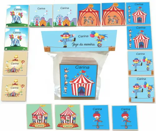 Jogo da Memoria mdf 16 Pças-circo