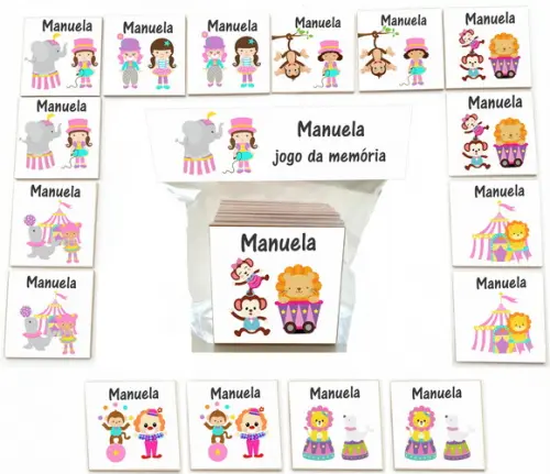 Jogo da Memoria mdf 16 Pças-circo Rosa