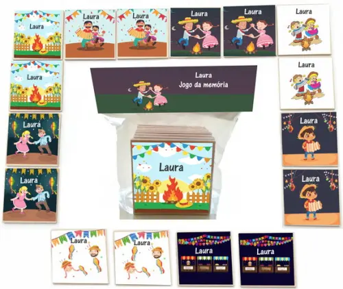 Jogo da Memoria mdf 16 Pças-festa Junina