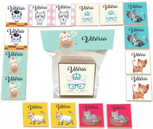 Jogo da Memoria mdf 16 Pças-gatinho