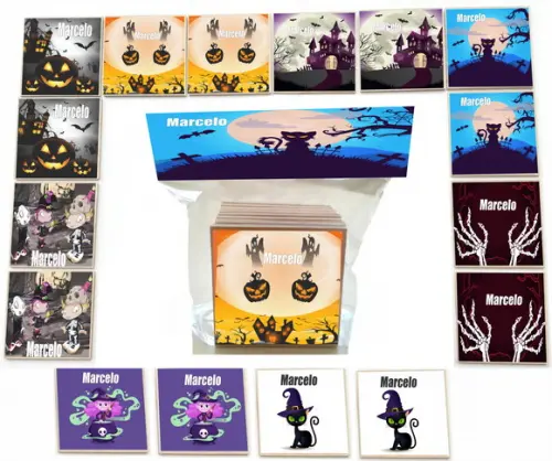 Jogo da Memoria mdf 16 Pças-halloween#1