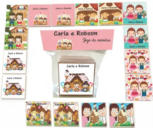 Jogo da Memoria mdf 16 Pças-joão e Maria